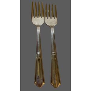 Homecrest Set Of 2 Stainless Steel Salad Forks Discontinued Silver Tone 6” USA